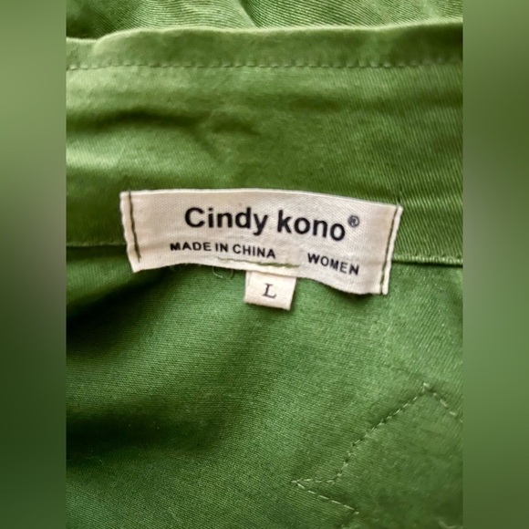 🆕RARE Cindy Kono embroidered army jacket, hidden zipper/snaps front 💚🦚🌺 NWOT - Picture 12 of 12